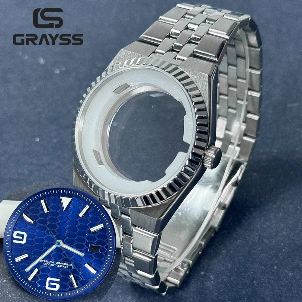 40mm Land-Dweller Watch Case & Dial Kit | Fits NH35 Miyota 8215 | 316L Stainless Steel Automatic Mechanical Case | Custom Iced Out Watch Base | Caratix - CaratixJewelry